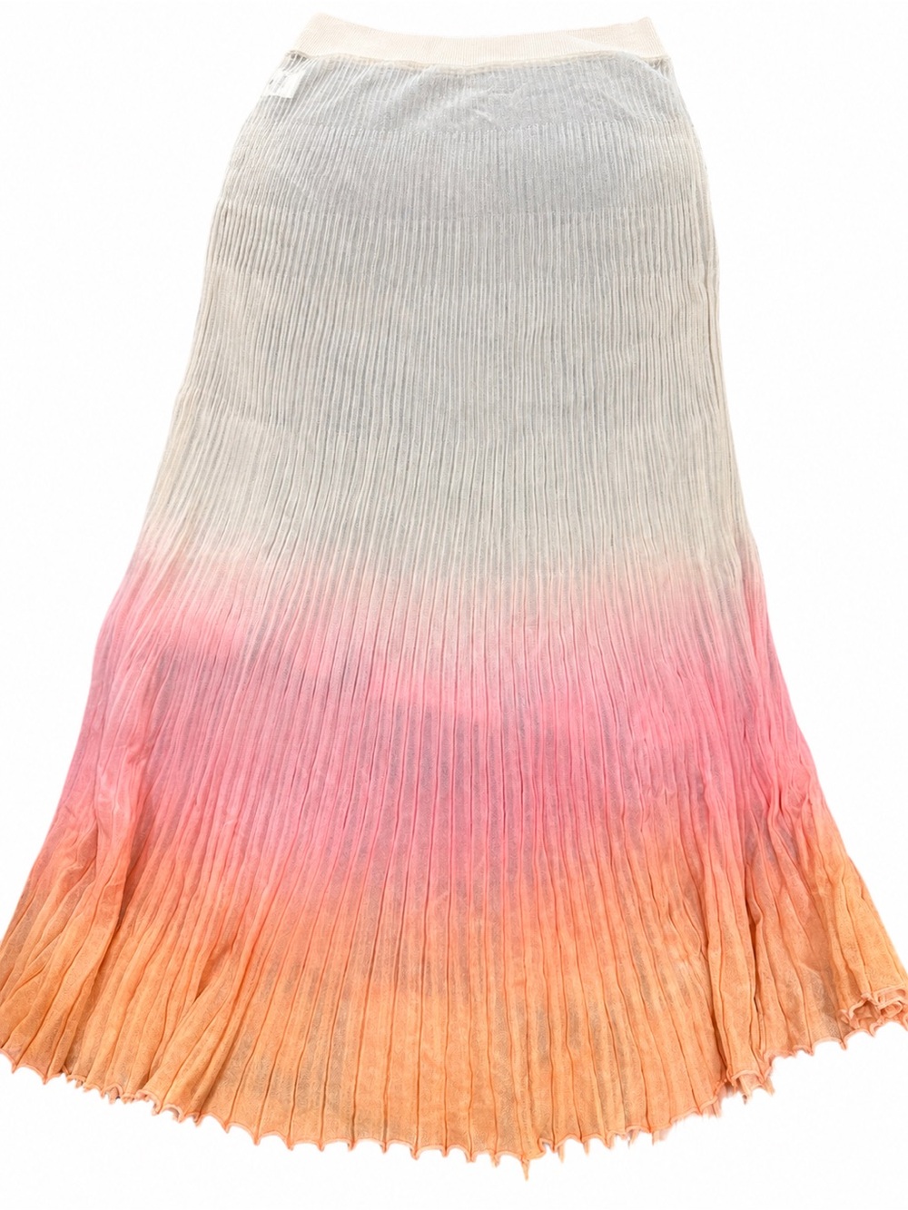 Jacquemus Ombre Pleated Maxi Skirt in White, Pink & Orange